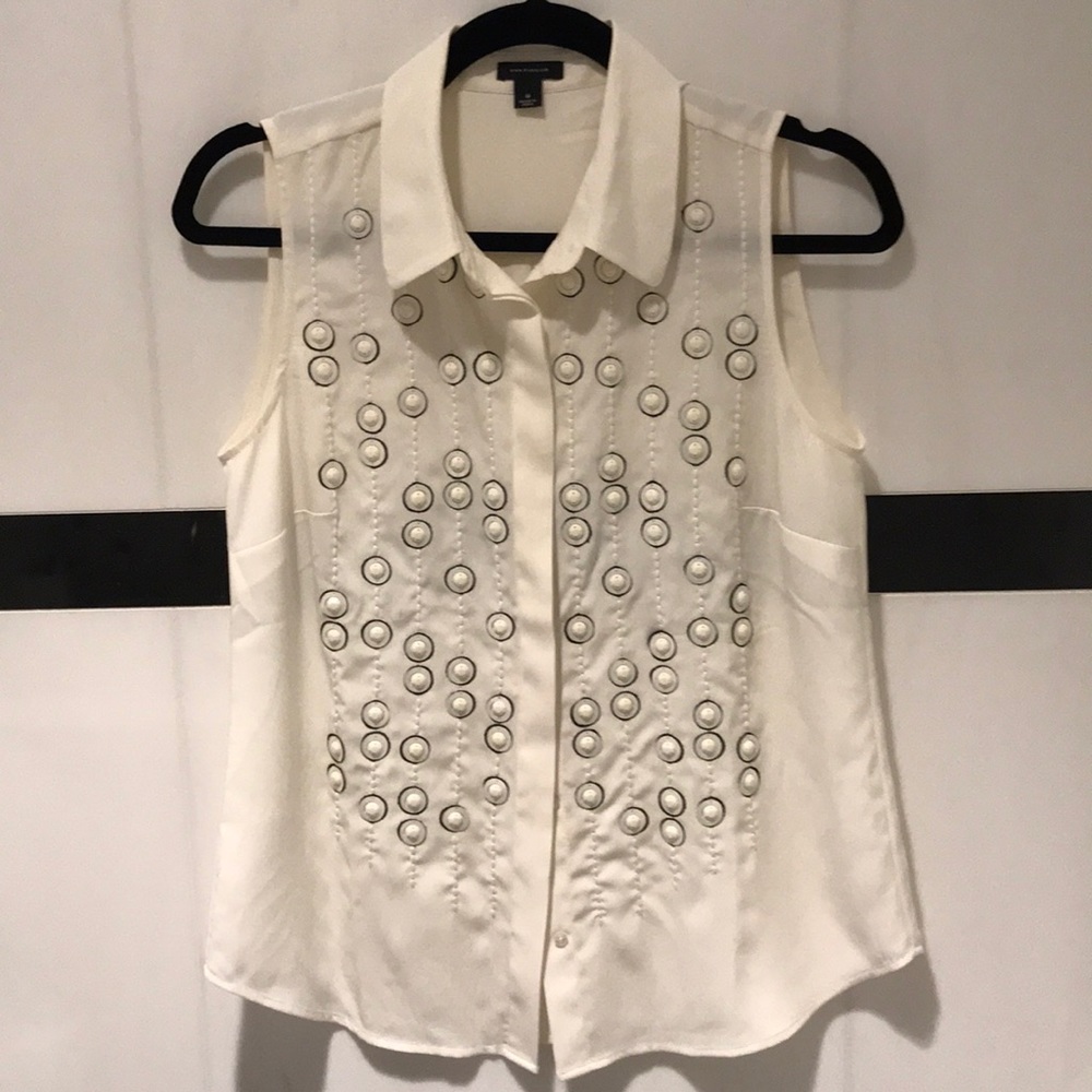 Ann Taylor embellished sleeveless blouse size 0